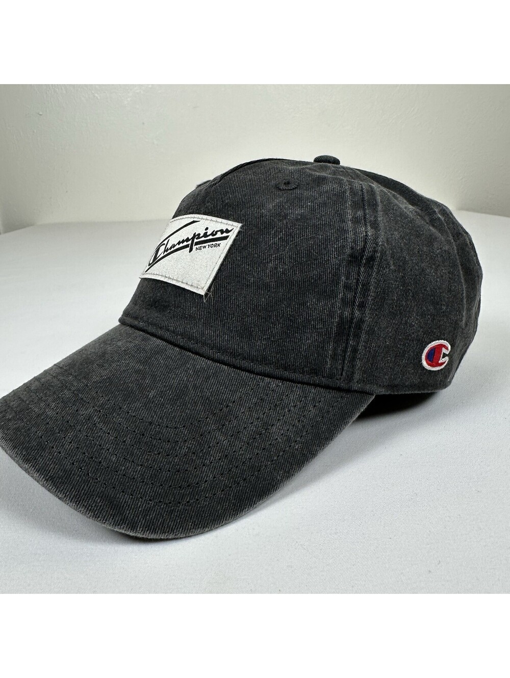 Champion New York Mens Strapback Hat Black Washed Script Logo Adjustable Cap